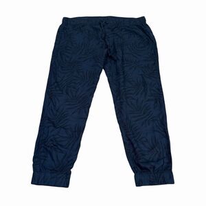 Orvis Joggers Sweatpants Classic Navy Tropical Palm Drawstring XL Leisure NWOT